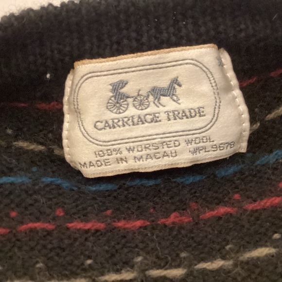 Vintage Worsted Wool Mens Sweater Vest size large made by Carriage Trade Macau - Picture 6 of 8